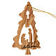 Hanging decoration fir shape with Nativity Holy Land olive wood s1