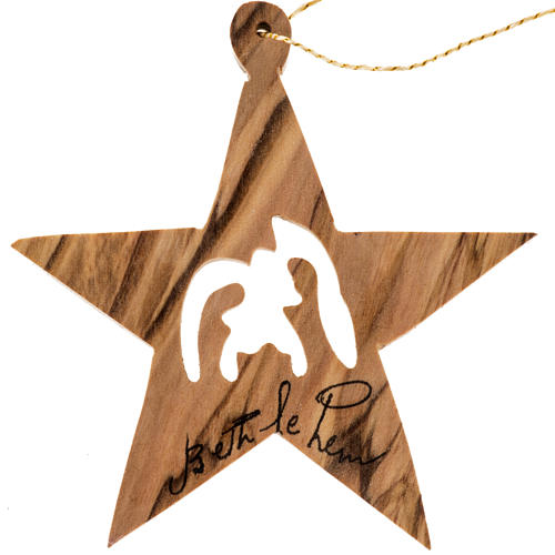 Christmas star decoration Holy Land olive wood 1
