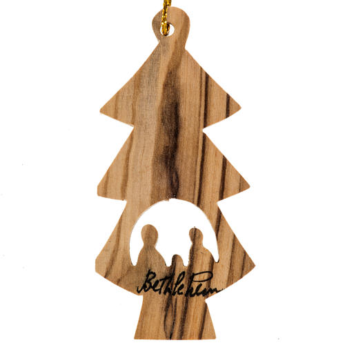 Christmas tree ornament fir and Nativity Holy Land olive wood 1