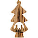 Christmas tree ornament fir and Nativity Holy Land olive wood s1