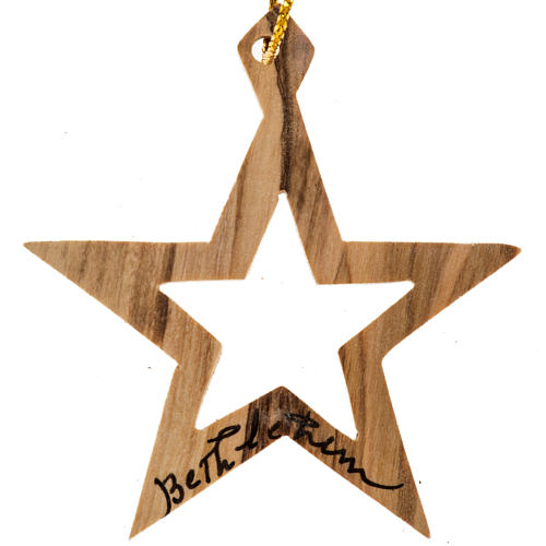 Adorno árbol madera olivo Bethlehem estrella 1