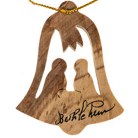 Christams bell ornament Nativity Holy Land olive wood.
