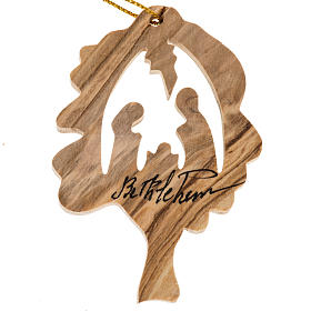 Christmas tree decoration, Nativity oak in olive wood Holy Land