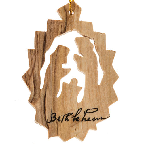 Christmas tree decoration, Nativity in olive wood from the Holy 1