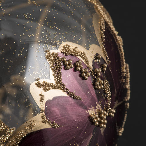 Boule de Noel transparente décors or violet 8cm 3