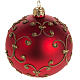 Christmas red blown glass hand painted ball ornament 8cm s1