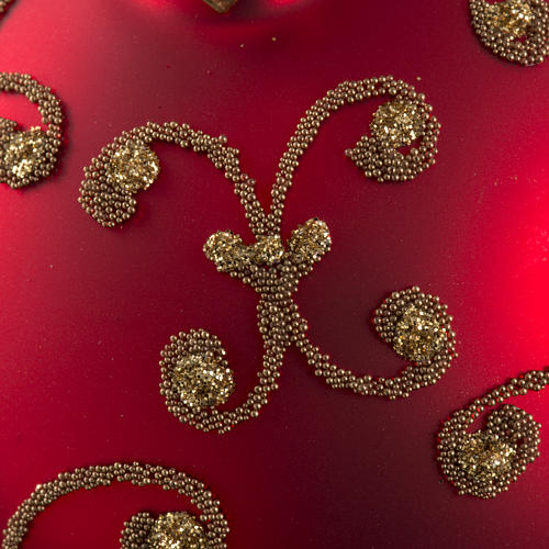 Bola de Navidad roja decoraciones doradas 8 cm. 3