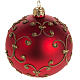 Pallina albero Natale rossa decori oro 8cm s1