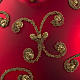 Pallina albero Natale rossa decori oro 8cm s3