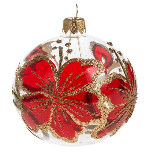 Christmas blown glass golden hand painted ball ornament 8cm 1