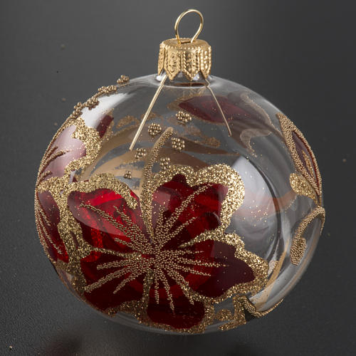 Christmas blown glass golden hand painted ball ornament 8cm 2