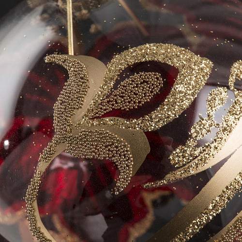 Christmas blown glass golden hand painted ball ornament 8cm 4