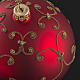 Boule de Noel verre rouge décors or 10cm s4