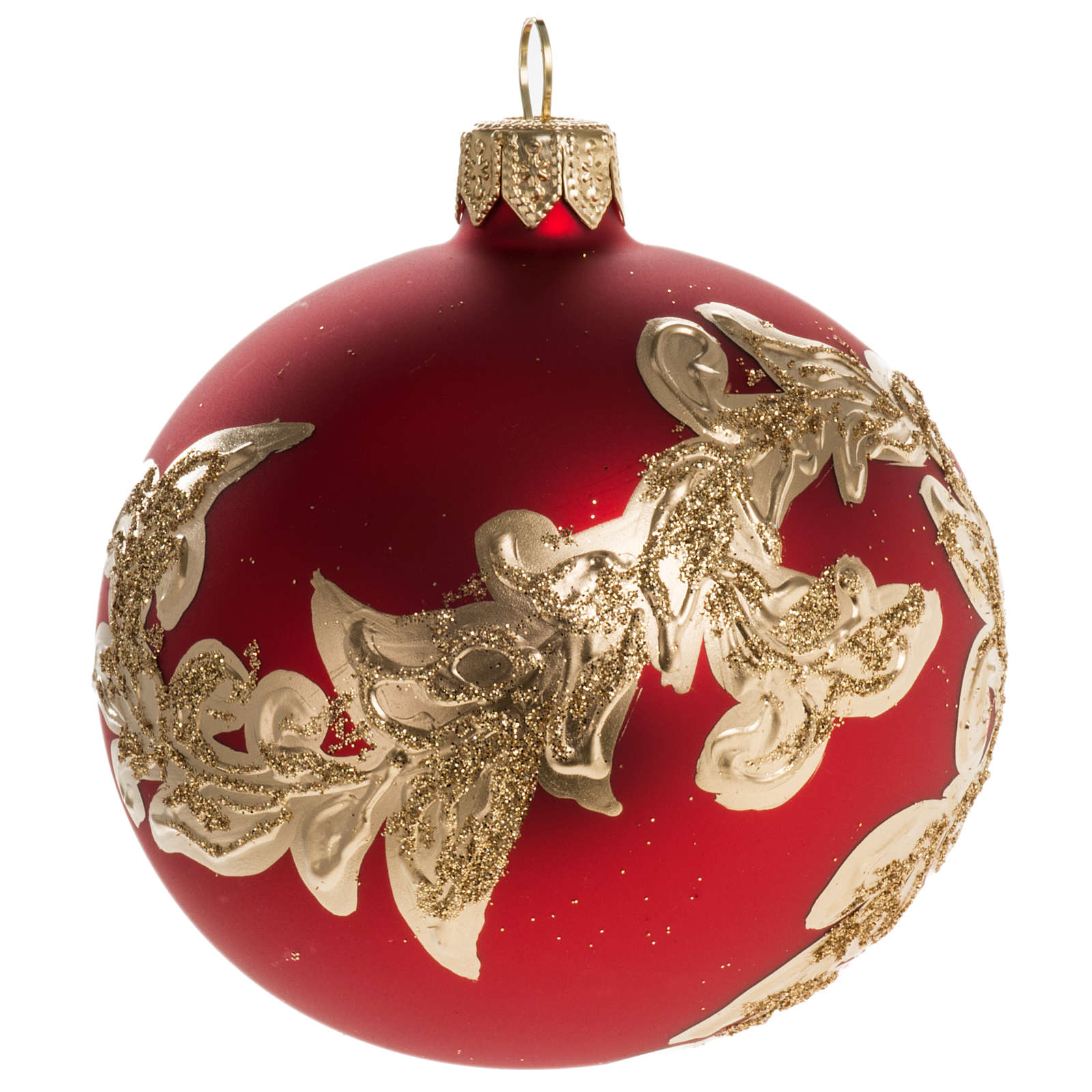 Kugel Weihnachtsbaum Glas rot mit Dekorationen golden 8 cm Online