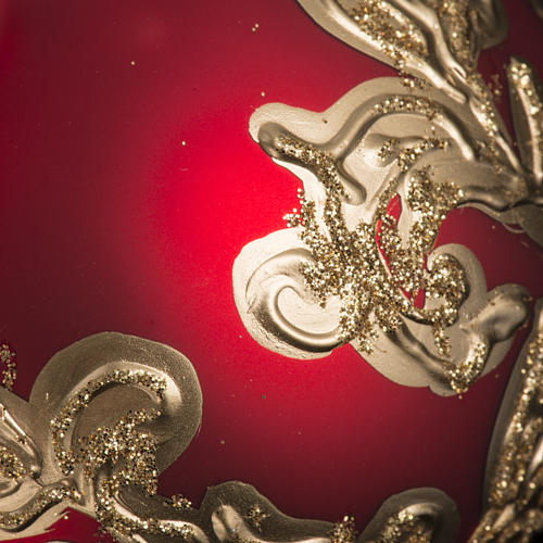 Kugel Weihnachtsbaum Glas rot mit Dekorationen golden 8 cm 3