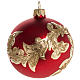 Christmas bauble, red glass with gold decorations, 8cm s1