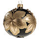 Bola de Navidad, vidrio negro decoraciones florales doradas 8 cm s1