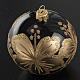 Bola de Navidad, vidrio negro decoraciones florales doradas 8 cm s2