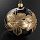 Christmas bauble, black glass with floral decorations, 10cm s2