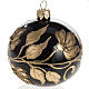 Christmas bauble, black glass with gold floral decorations, 8cm s1