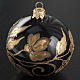 Christmas bauble, black glass with gold floral decorations, 8cm s2