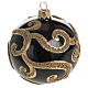 Bola árbol navidad vidrio negro y bordados oro 8 cm. s1