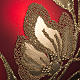 Boule de Noel verre rouge feuilles fleurs or 8cm s3