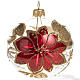 Christmas bauble, transparent glass with red flowers with glitte s1