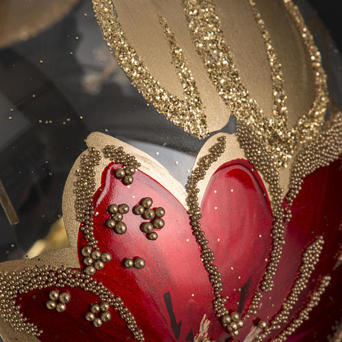 Boule de Noel transparente décors florales rouges 8cm 3