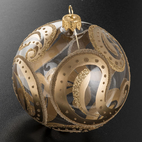 Christmas bauble, transparent with golden drops, 10cm 2