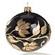 Bola de Navidad vidrio negro decoraciones florales doradas 10 cm s1
