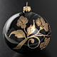 Bola de Navidad vidrio negro decoraciones florales doradas 10 cm s2