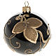Christmas bauble, black glass and gold flowers, 8cm s1