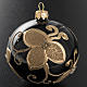 Bola de Navidad vidrio negro decoraciones florales doradas 8 cm. s2