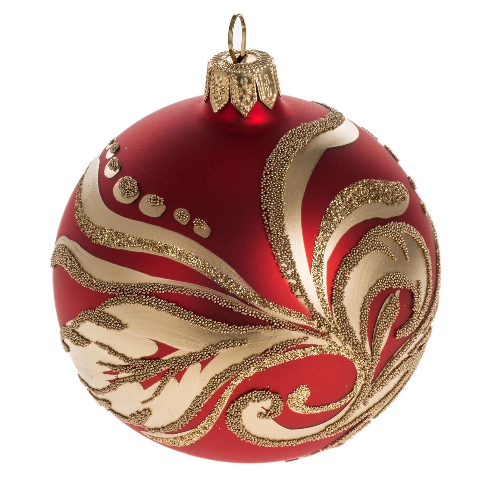 Boule de Noel rouge décorations florales or 8cm  vente en ligne sur HOLYART