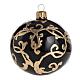 Christmas black blown glass ball ornament 8cm s1
