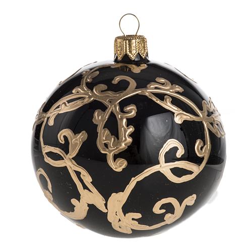 Bola de Navidad vidrio negro y dorado de 8 cm 1