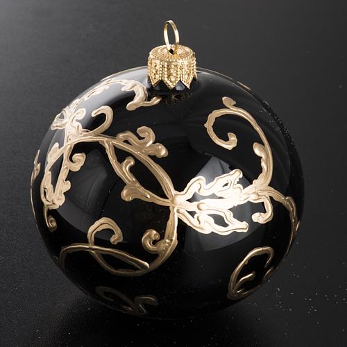 Bola de Navidad vidrio negro y dorado de 8 cm 2