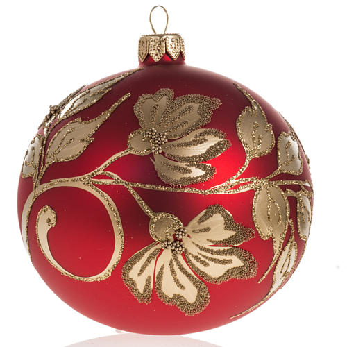 Bola de Navidad vidrio soplado rojo y oro 10 cm. 1