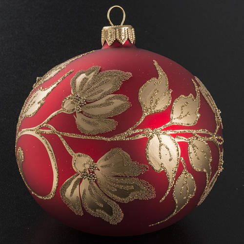 Pallina albero Natale vetro soffiato rossa oro 10cm 2
