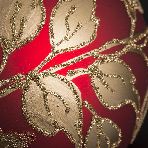 Pallina albero Natale vetro soffiato rossa oro 10cm 3