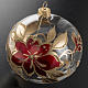 Christmas bauble in blown glass, transparent and red with flower s2