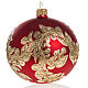 Christmas bauble in blown glass, red with gold leaves, 10cm s1