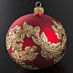 Christmas bauble in blown glass, red with gold leaves, 10cm s2