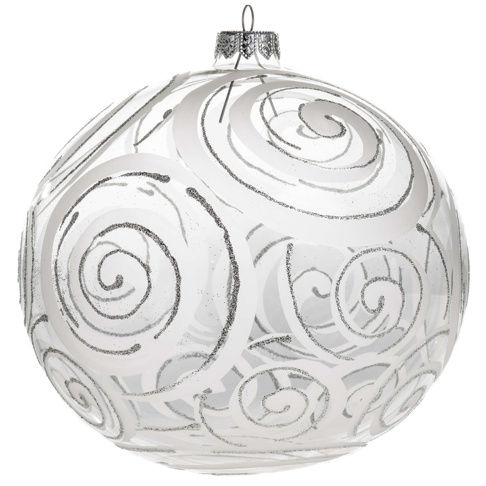 Boule de Noel transparente décors blancs 15 cm  vente en ligne sur HOLYART