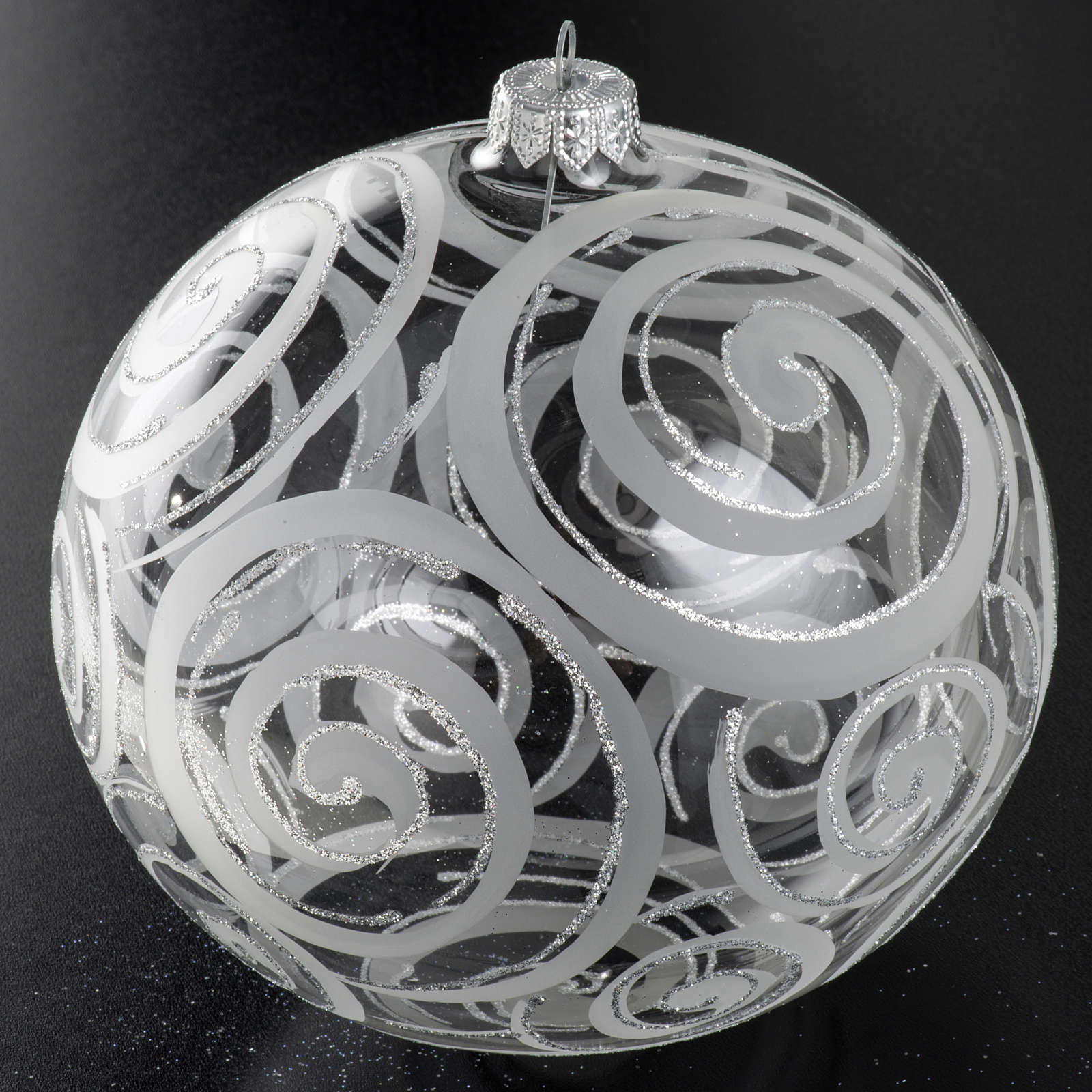 Boule de Noel transparente décors blancs 15 cm | vente en ligne sur HOLYART