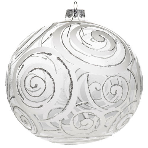 Boule de Noel transparente décors blancs 15 cm 1