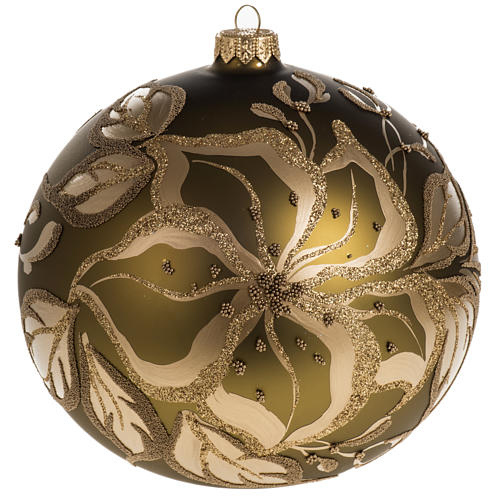 Bola de Navidad vidrio dorado y decoraciones 15 cm. 1