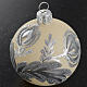 Christmas bauble, silver and ivory glass 6cm s2