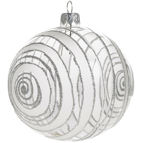 Christmas bauble, silver and transparent glass 10cm 1